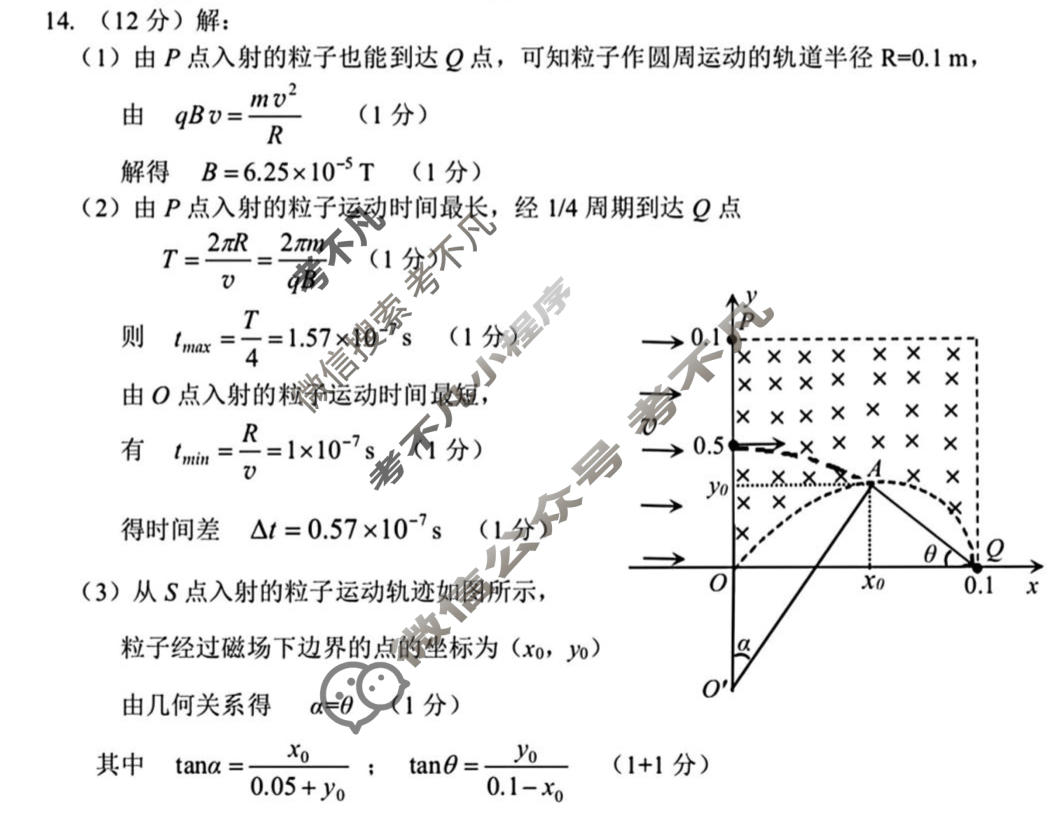 柳州市2026届高三高考适应性考试物理答案