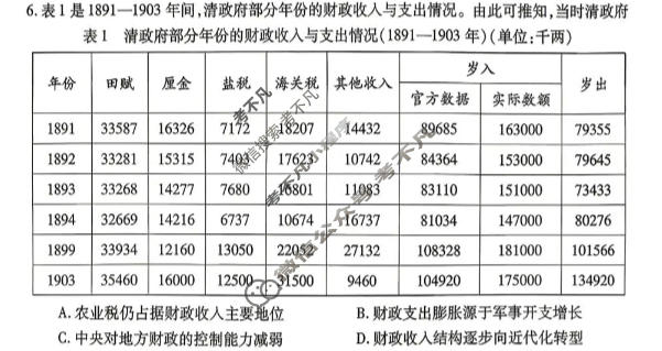 九江市2026年第一次高考模拟统一考试(4月)历史试题