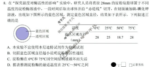丽水、湖州、衢州2026年4月三地市高三教学质量检测生物试题
