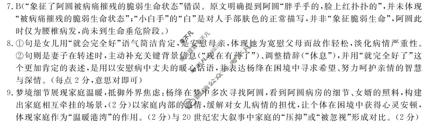 高三2026普通高等学校招生全国统一考试·冲刺压轴卷(二)2语文X答案