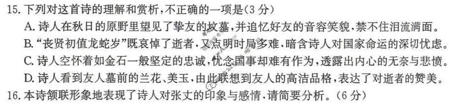 怀化市金太阳2026届高三年级4月联考(4.20)语文试题