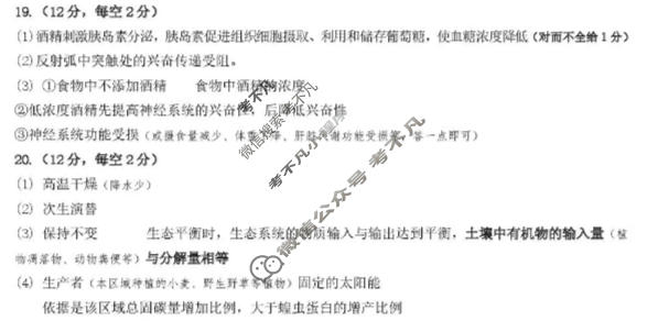 岳阳市2026届高三教学质量监测(二)(岳阳二模)生物答案