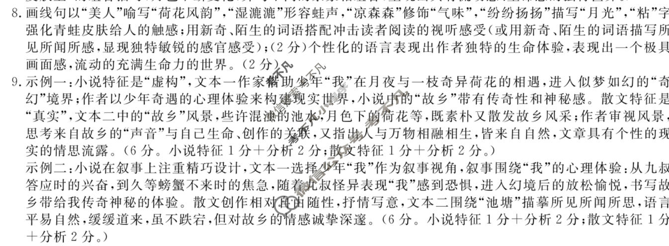 高三2026普通高等学校招生全国统一考试·冲刺压轴卷(四)4语文X答案