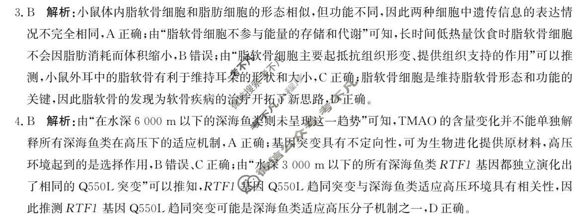 [神州智达]2026届普通高中高三总复习质量监测生物答案