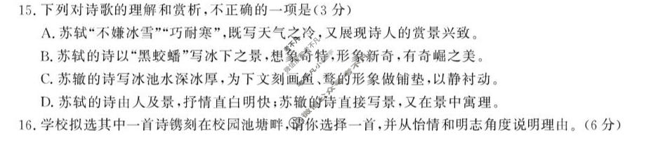 山东省2026届高三年级4月学习质量综合评估语文试题