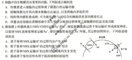 石家庄市2026届普通高中学校毕业年级教学质量检测(石家庄二模)(二)2生物试题