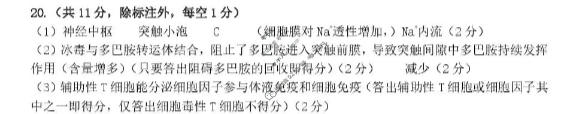 石家庄市2026届普通高中学校毕业年级教学质量检测(石家庄二模)(二)2生物答案