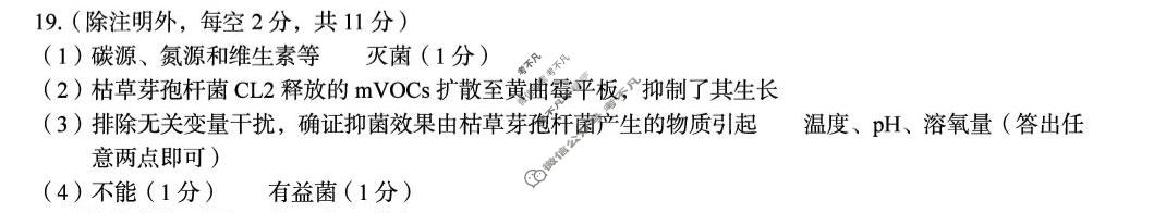 [1号卷]A10联盟2024级高二4月期中质量检测生物A答案