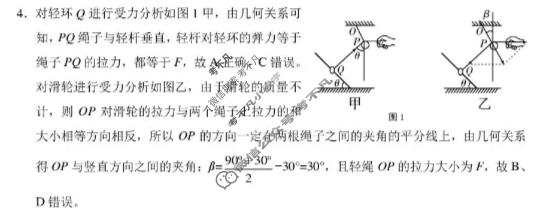 高三云南省2025-2026学年4月联考(黑黑白黑白白白白)物理答案