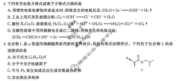 湖南省2026届高三下学期模拟卷一(N9)化学试题