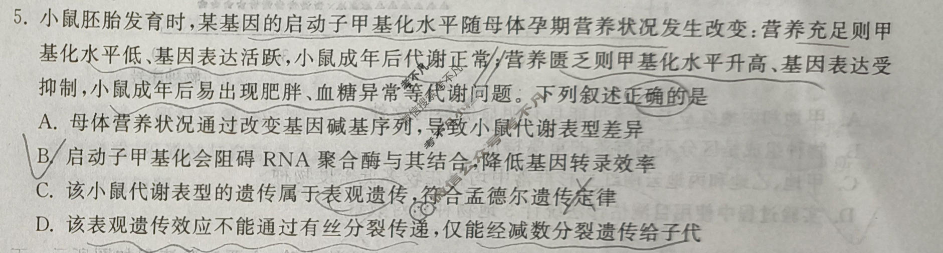 [天舟益考衡中同卷]2026年普通高中学业水平选择性考试模拟信息卷(一)1·生物(JY)试题