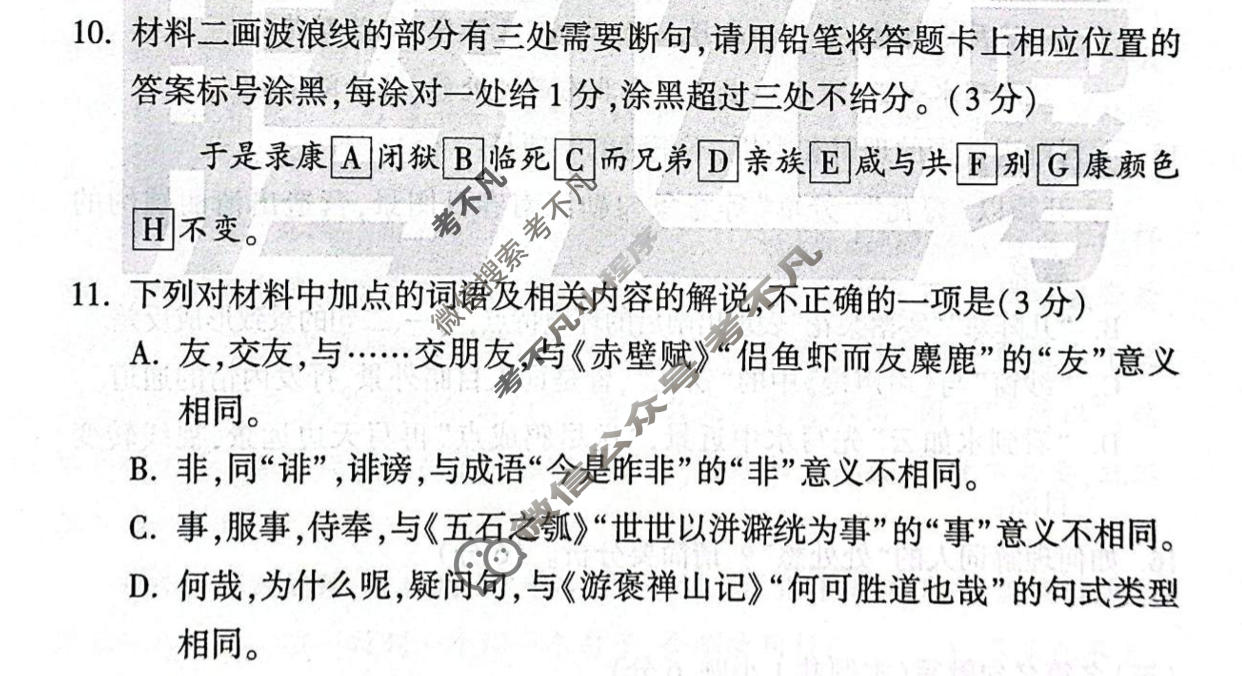 [黑白卷]2026年普通高等学校招生全国统一考试(白卷)语文(新高考)试题