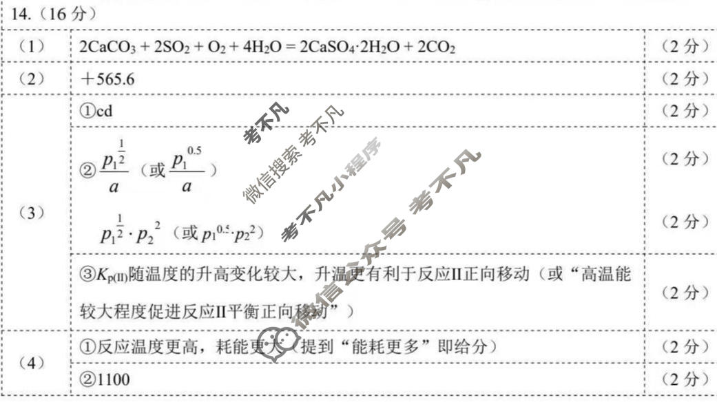 泉州市2026届高中毕业班适应性练习题库(5月)化学答案