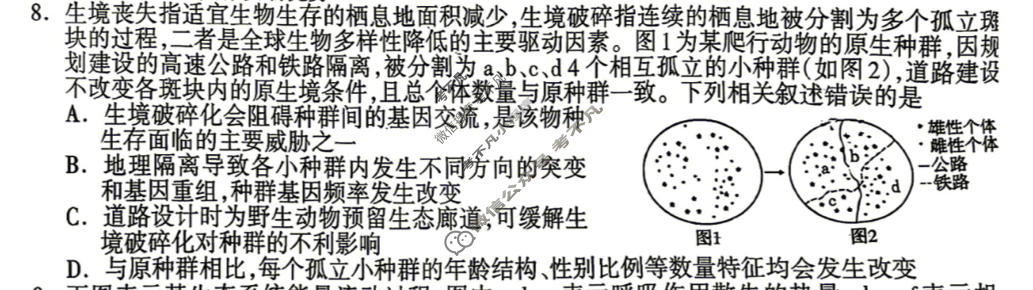 桂林市普通高中2026届毕业年级第二次适应性模拟考试(5月)生物试题