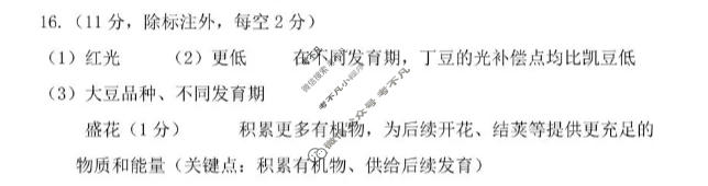漳州市2026届高中毕业年级教学质量检测(5月)生物答案