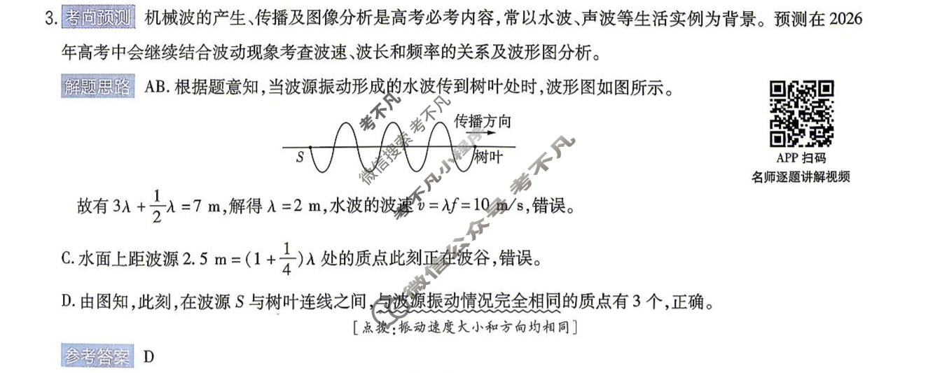 [金考卷]2026年普通高招全国统一考试临考预测卷物理A卷(江西)答案