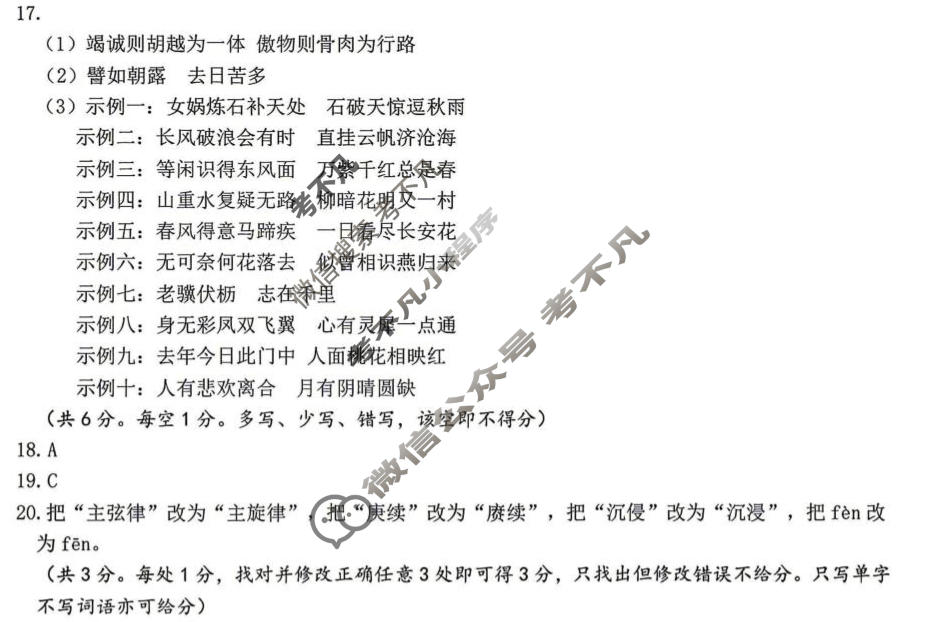 济南市2026届高三针对性训练(5月)语文答案