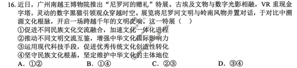 浙江精诚联盟2025学年第二学期高三适应性联考(5月)政治试题