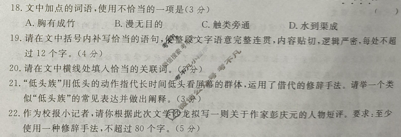 高三2026届高考冲刺综合训练(五)5语文试题