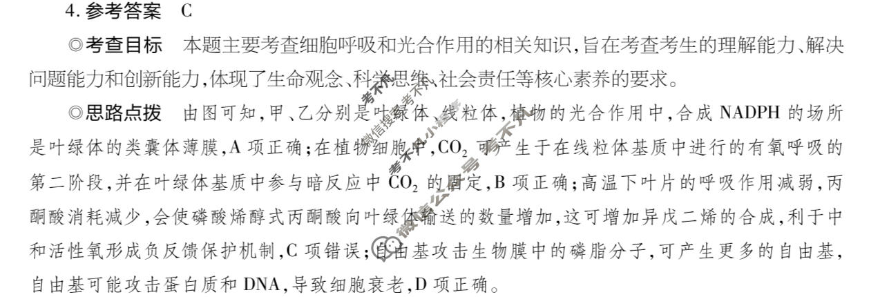 [天一大联考]2025-2026学年高三诊断(二)2生物(ANH)答案