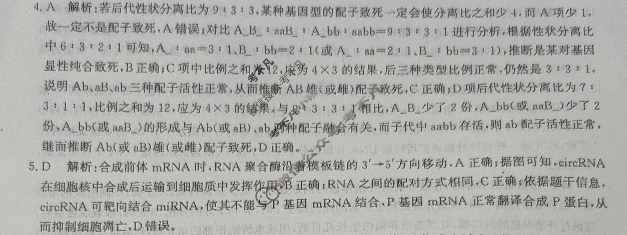 [神州智达]2025-2026高三省级联测考试·摸底卷生物答案