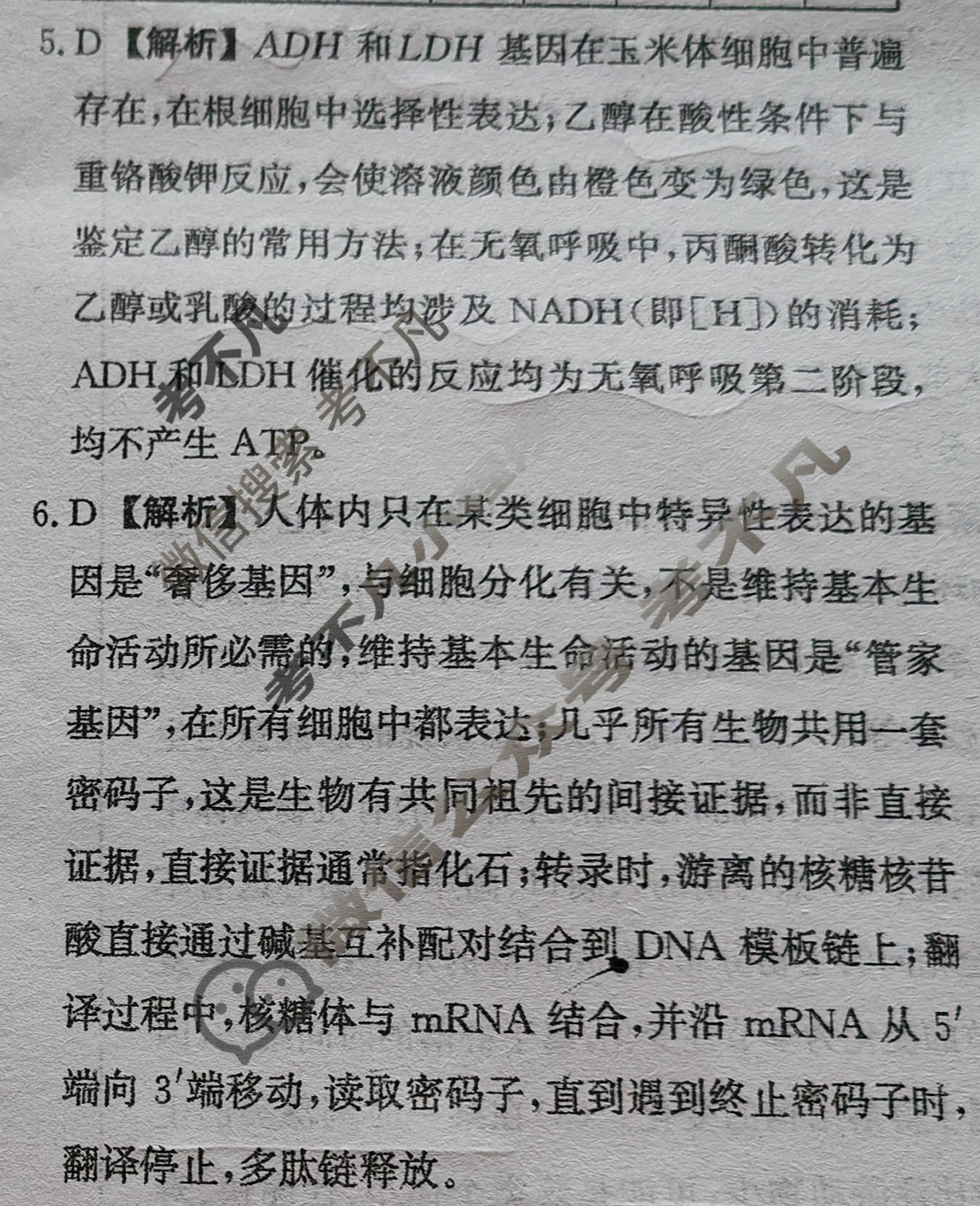 [天舟益考衡中同卷]2025-2026学年度高三年级下学期自我提升(五)5·生物学AX答案