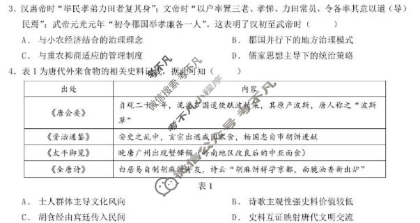 安徽省2026届高三规范性训练(5月)历史试题