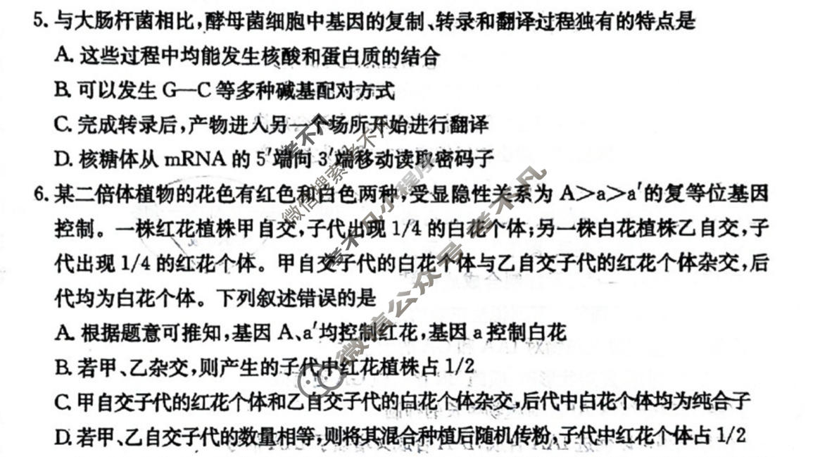 2026年普通高中学业水平选择性考试100所名校高考冲刺卷·生物样卷(二)2[26·(新高考)高考样卷·生物·SSQN]试题