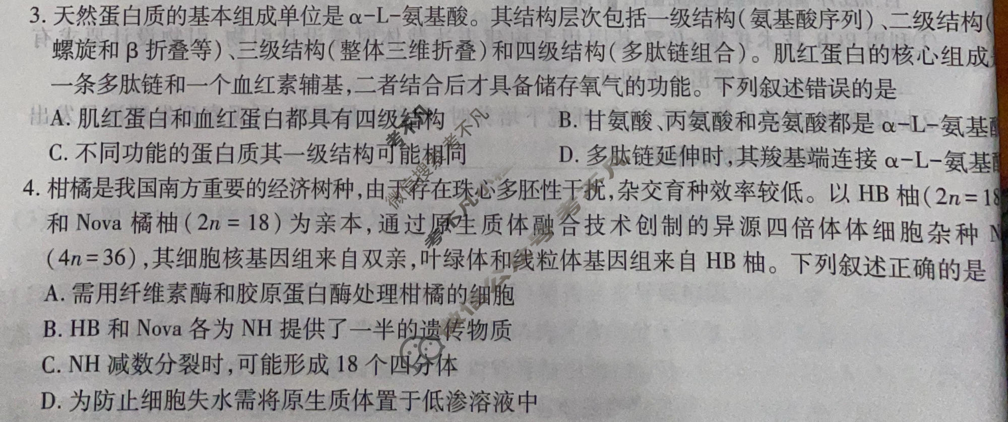 高三云南民族大学附属高级中学2026年届高考适应性训练(六)6生物试题