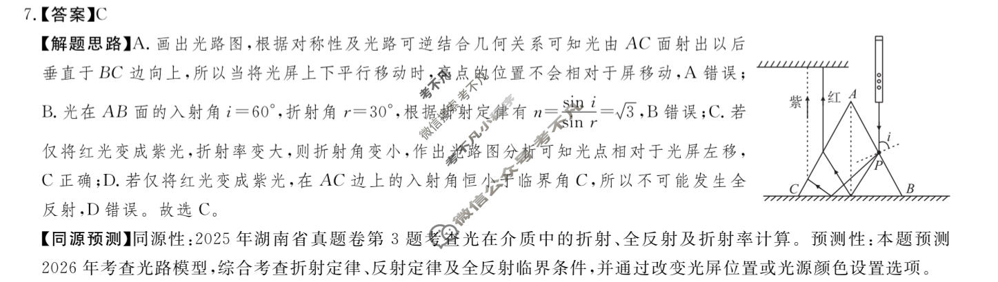 高三2026年安徽省普通高中学业水平选择性考试·冲刺预测卷(一)1物理XGK-F答案