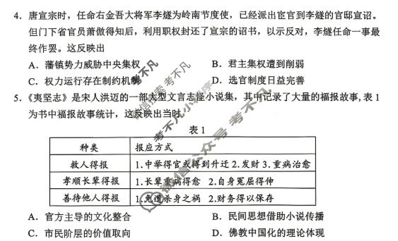 山东省实验中学2026届高考考前模拟测试(5月)历史试题