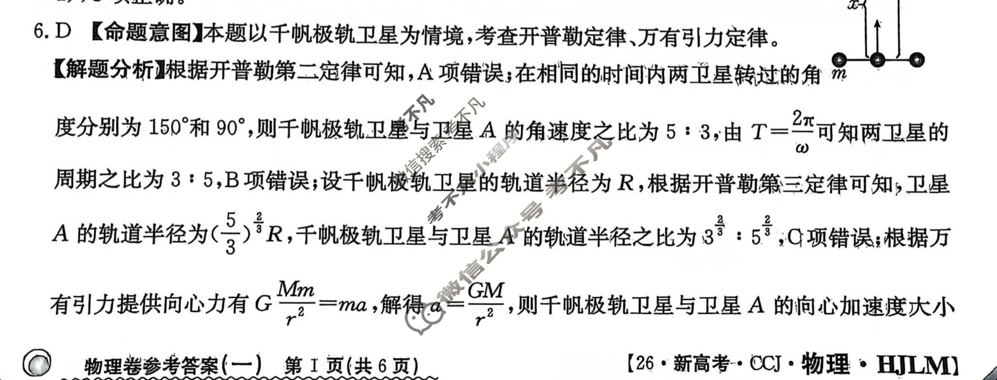 2026年普通高中学业水平选择性考试100所名校高考冲刺卷·物理(一)1[26·(新高考)CCJ·物理·HJLM]答案