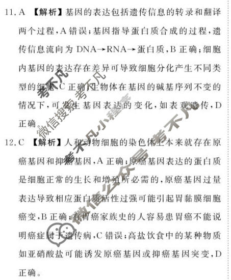 [点石联考]2026届高一年级6月练习卷生物答案