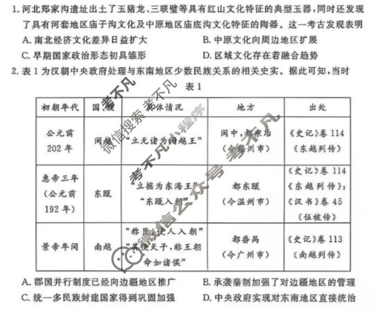 唐山市2026-2027学年度高三年级摸底演练历史试题