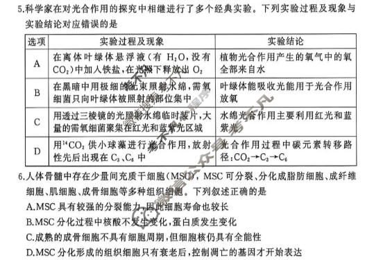 黄冈市2026年秋季高三年级9月供题生物试题