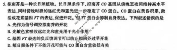武汉市2027届高中毕业生九月调研考试(9.16)生物试题