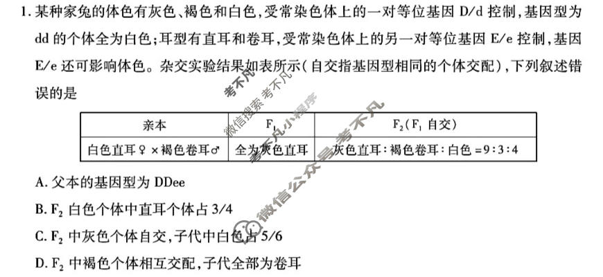 [天一大联考]湖南省2026-2027学年高二9月联考(HUN202609)生物试题
