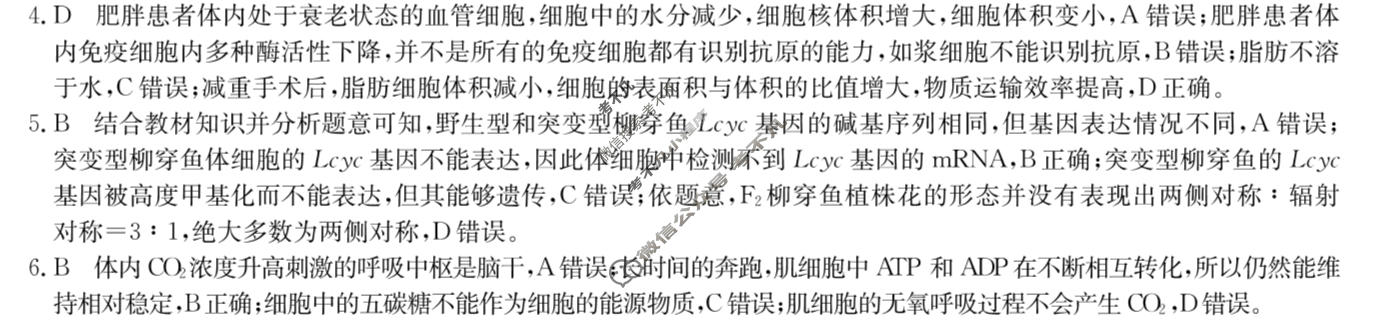 [九师联盟]2027届9月高三联考(9/2)生物NN答案