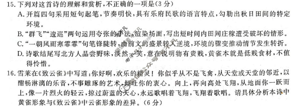 河南省2026-2027学年高三10月联考(HN)语文试题