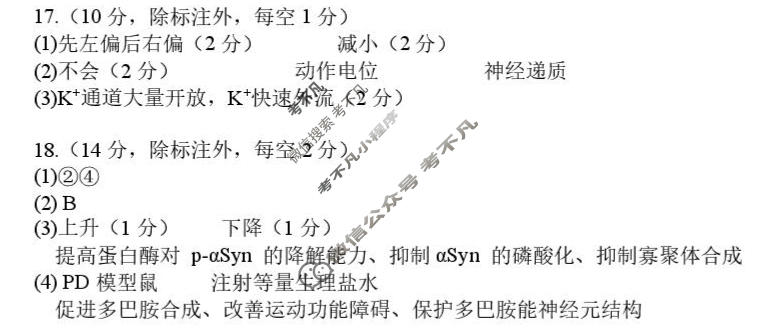 树德中学高2025级高二上学期10月阶段性测试生物答案