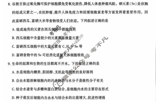 [天一大联考]安徽省2026-2027学年高一10月联考生物试题